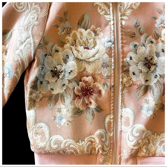 Gorgeous Romantic Embellished Rose Bomber Jacket The Luyzah - Picture 7 of 16